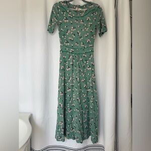 Boden Floral Green Jersey Ava Dress